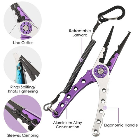 Fishing Pliers Lip Gripper Set Aluminum Alloy Fish Holder Fishing Scissors with Lanyards