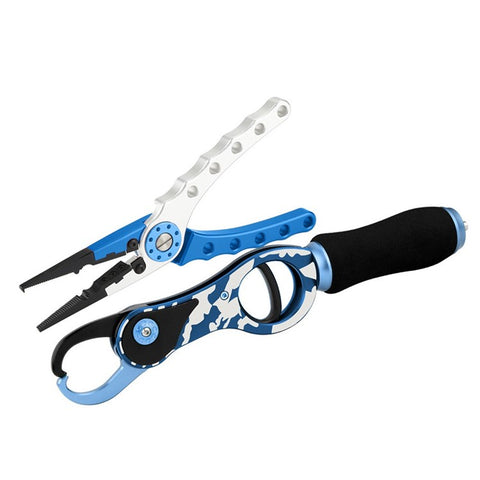 Fishing Pliers Lip Gripper Set Aluminum Alloy Fish Holder Fishing Scissors with Lanyards