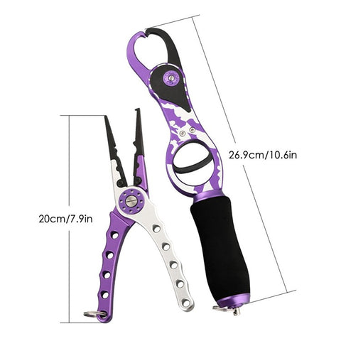 Fishing Pliers Lip Gripper Set Aluminum Alloy Fish Holder Fishing Scissors with Lanyards
