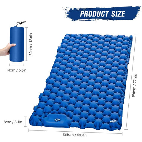 2 Person Lightweight Camping Mat Portable Air Mattress Waterproof Inflatable Sleeping Pad for Backpacking Hiking (No Pillow)
