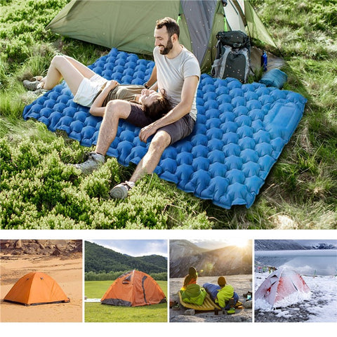 2 Person Lightweight Camping Mat Portable Air Mattress Waterproof Inflatable Sleeping Pad for Backpacking Hiking (No Pillow)