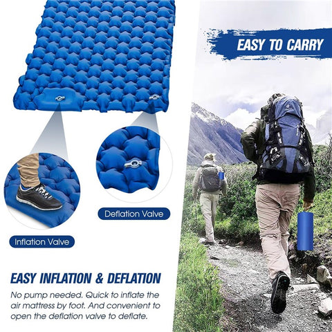 2 Person Lightweight Camping Mat Portable Air Mattress Waterproof Inflatable Sleeping Pad for Backpacking Hiking (No Pillow)