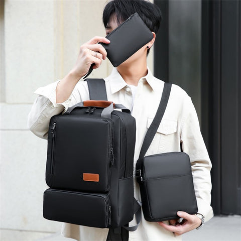 3Pcs Backpack Set Women Men 14.5-inch Laptop Backpack Shoulder Bag Small Pocket for Travel School Work