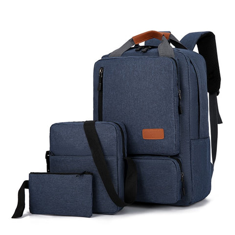 3Pcs Backpack Set Women Men 14.5-inch Laptop Backpack Shoulder Bag Small Pocket for Travel School Work