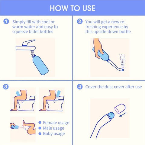 Portable Travel Bidet Electric Mini Atomizer with 2 Nozzle Spray 500ml Cap for Childbirth Cleaner Postpartum Care Driver