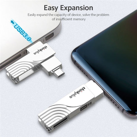 LENOVO THINKPLUS USB C Flash Drive 64GB USB3.0 U Disk TPCU301 Dual-port Memory Stick for Tablet PC Laptop Computer