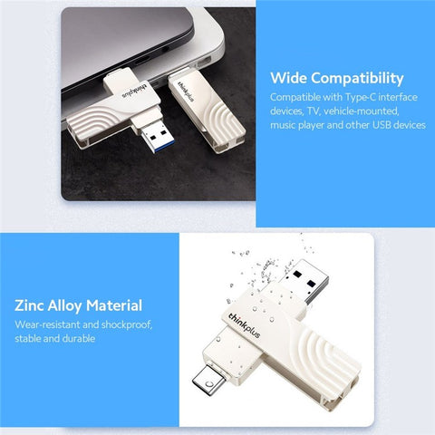 LENOVO THINKPLUS USB C Flash Drive 64GB USB3.0 U Disk TPCU301 Dual-port Memory Stick for Tablet PC Laptop Computer