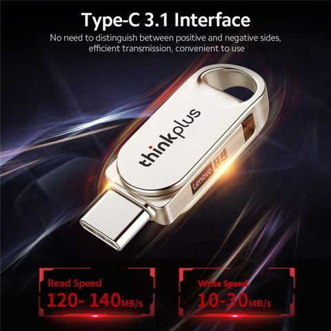 LENOVO THINKPLUS TYCU301 USB3.0 Type-C 64GB Flash Drive Dual-port U Disk Drive Memory Stick for Smartphones Computers Tablets