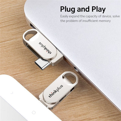 LENOVO THINKPLUS TYCU301 USB3.0 Type-C 64GB Flash Drive Dual-port U Disk Drive Memory Stick for Smartphones Computers Tablets