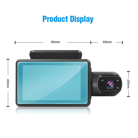 1296P DVR Dash Camera Front and Inside Dual Camera Car Dashcam 3 inch Gravity Sensing IPS Screen Driving Recorder with Night Vision 170-Degree Wide Angle G-Sensor Parking Monitor