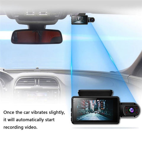 1296P DVR Dash Camera Front and Inside Dual Camera Car Dashcam 3 inch Gravity Sensing IPS Screen Driving Recorder with Night Vision 170-Degree Wide Angle G-Sensor Parking Monitor