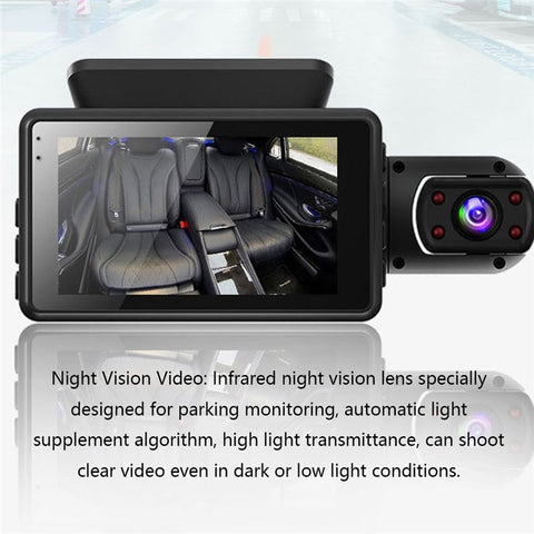 1296P DVR Dash Camera Front and Inside Dual Camera Car Dashcam 3 inch Gravity Sensing IPS Screen Driving Recorder with Night Vision 170-Degree Wide Angle G-Sensor Parking Monitor