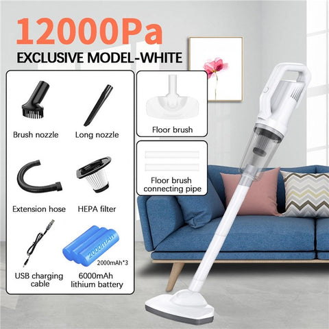 Wireless Car Vacuum Cleaner 12KPa Powerful Suction Wet Dry 120W Household Handheld Vacuum Cleaner with Floor Brush