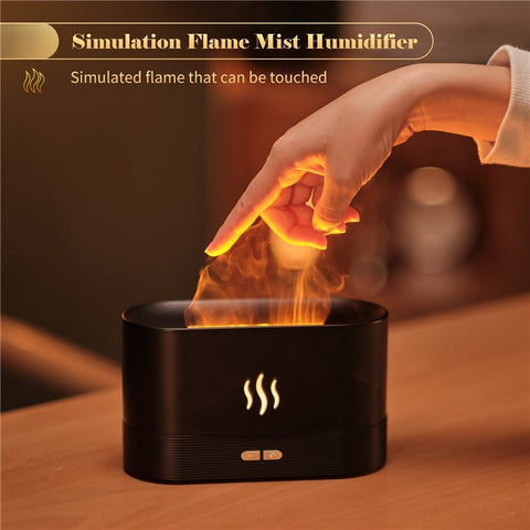 Simulation Flame Mist Humidifier Essential Oil Diffuser USB Plug-in 2 Brightness Night Light Quiet Cool Desktop Air Freshener Fake Fire Mist Maker