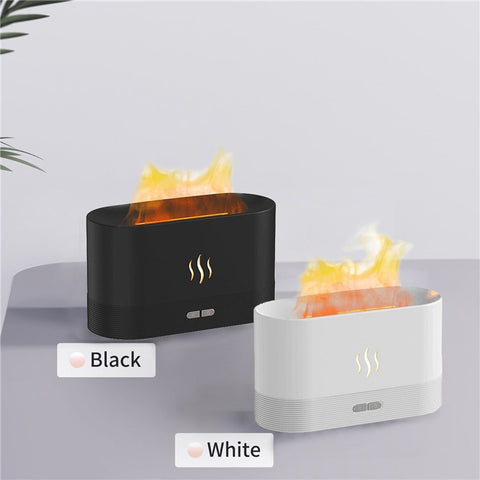Simulation Flame Mist Humidifier Essential Oil Diffuser USB Plug-in 2 Brightness Night Light Quiet Cool Desktop Air Freshener Fake Fire Mist Maker