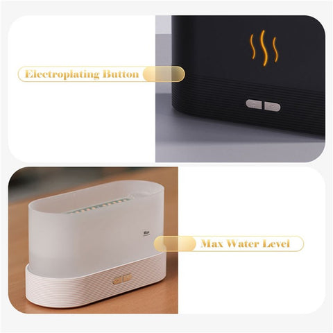 Simulation Flame Mist Humidifier Essential Oil Diffuser USB Plug-in 2 Brightness Night Light Quiet Cool Desktop Air Freshener Fake Fire Mist Maker