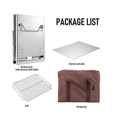 Wood Stove Charcoal Grill Stainless Steel Barbecue Tool Kit for Camping Outdoor Cooking Picnics Beach Hiking Party (No FDA Certificate)