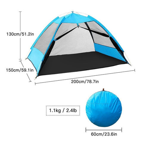 2 Person Pop-up Tent Automatic Instant Setup Family Cabin Tent Beach Leisure Net for Camping Hiking Traveling Mountaineering