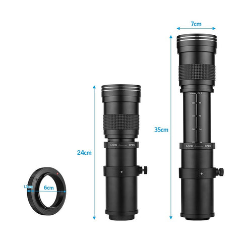 Camera MF Telephoto Zoom Lens Universal 1/4 Thread Replacement for Nikon AI-mount D50 D90 D5100 D7000 D3 D5100 D3100 D3000 D60 Cameras