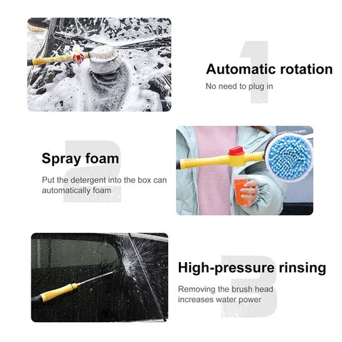 Car Wash Brush High-pressure Foam Car Cleaning Kit 360-degree Spin Car Wash Mop Detachable and Extendable Scrub Brush for Car Home Cleaning and Garden Use