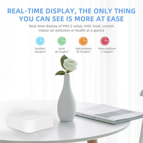 Tuya WiFi Smart Air Quality Monitor 6-in-1 PM2.5 / Formaldehyde / TVOC / CO2 / Temperature / Humidity Air Quality Tester with Real Time Display