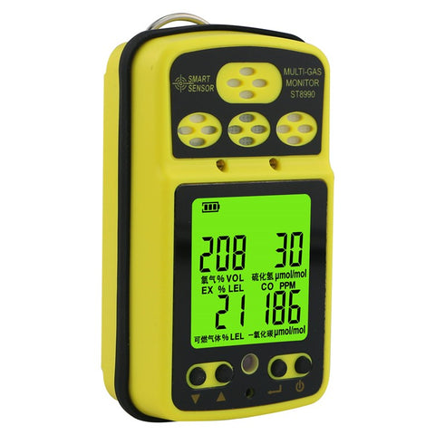 SMART SENSOR ST8990 Portable Multi Gas Detector 4-in-1 O2 LEL CO H2S Gas Detector Tester Monitor with Digital LCD Display