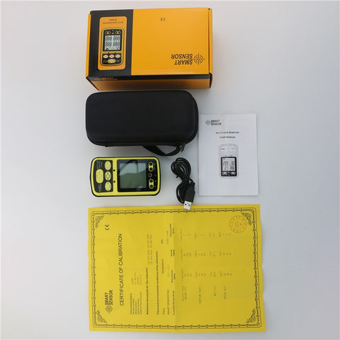 SMART SENSOR ST8990 Portable Multi Gas Detector 4-in-1 O2 LEL CO H2S Gas Detector Tester Monitor with Digital LCD Display