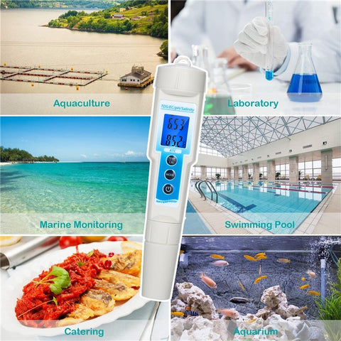 5 in 1 Ph Meter Waterproof Multi-Functional TDS / EC / Ph / Salinity / Temperature Meter Water Quality Tester