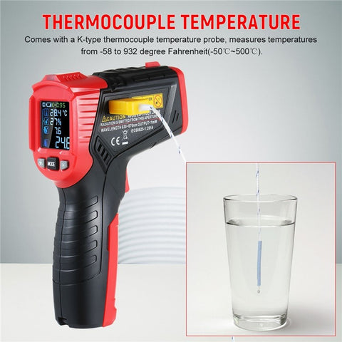 HABOTEST Multi-functional Non-contact Infrared Thermometer High Precision Temp Humidity Dew Point Temperature Meter for HVAC Automotive Mechanics Electricians