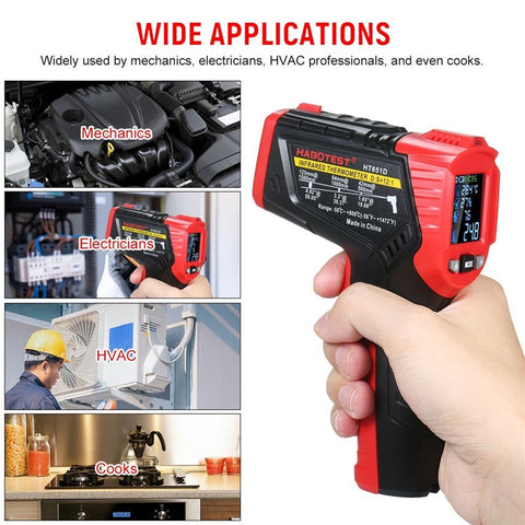 HABOTEST Multi-functional Non-contact Infrared Thermometer High Precision Temp Humidity Dew Point Temperature Meter for HVAC Automotive Mechanics Electricians