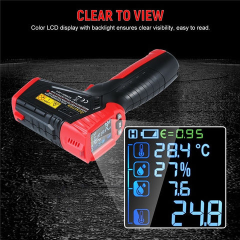 HABOTEST Multi-functional Non-contact Infrared Thermometer High Precision Temp Humidity Dew Point Temperature Meter for HVAC Automotive Mechanics Electricians