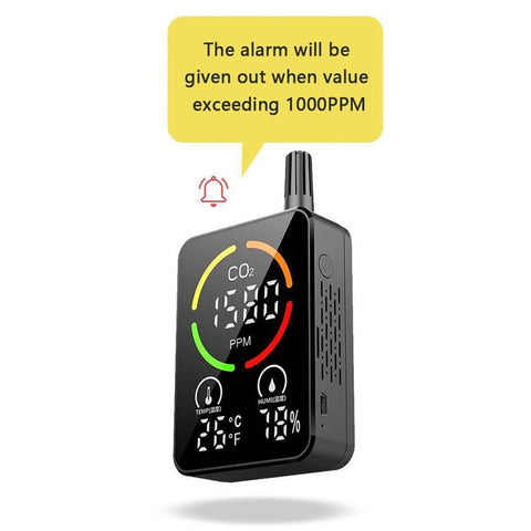 Indoor CO2 Monitor 3-in-1 Air Quality Monitor with CO2 / Temp / Humidity NDIR Sensor Carbon Dioxide Meter Alarm Detector