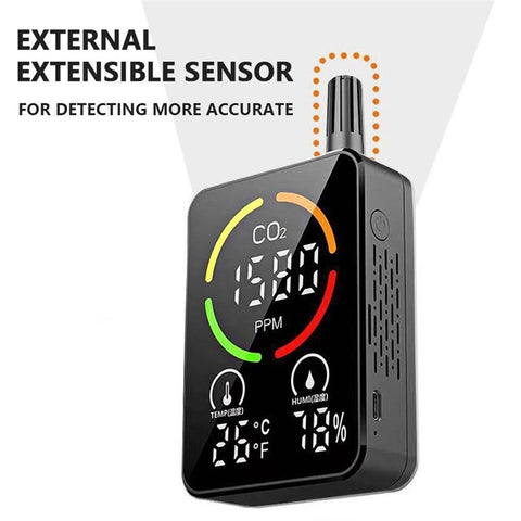 Indoor CO2 Monitor 3-in-1 Air Quality Monitor with CO2 / Temp / Humidity NDIR Sensor Carbon Dioxide Meter Alarm Detector