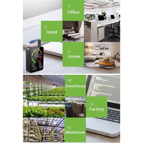 Indoor CO2 Monitor 3-in-1 Air Quality Monitor with CO2 / Temp / Humidity NDIR Sensor Carbon Dioxide Meter Alarm Detector