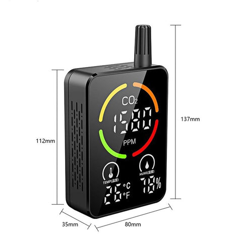 Indoor CO2 Monitor 3-in-1 Air Quality Monitor with CO2 / Temp / Humidity NDIR Sensor Carbon Dioxide Meter Alarm Detector