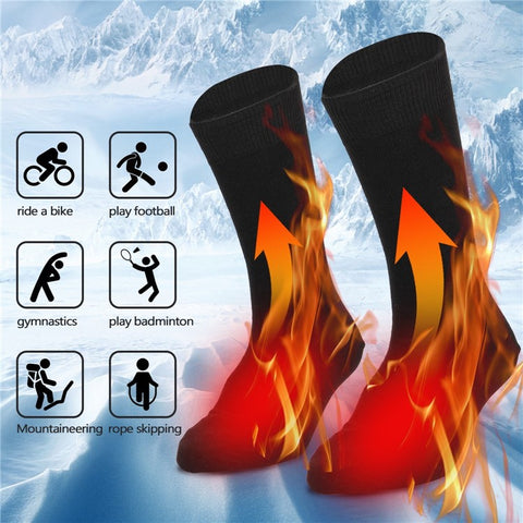 1Pair Heated Socks Battery Powered Cold Weather Thermal Heating Socks Electric Heated Foot Warmer for Hunting Skiing Campin