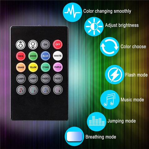 Car LED Strip Light 4Pcs 48 LED DC 12V Neon Strip Car Interior Led Decorative Lamp with Sound Active Function and Wireless Remote Control