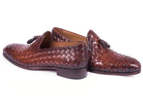 Paul Parkman Woven Leather Tassel Loafers Brown (ID#WVN88-BRW)